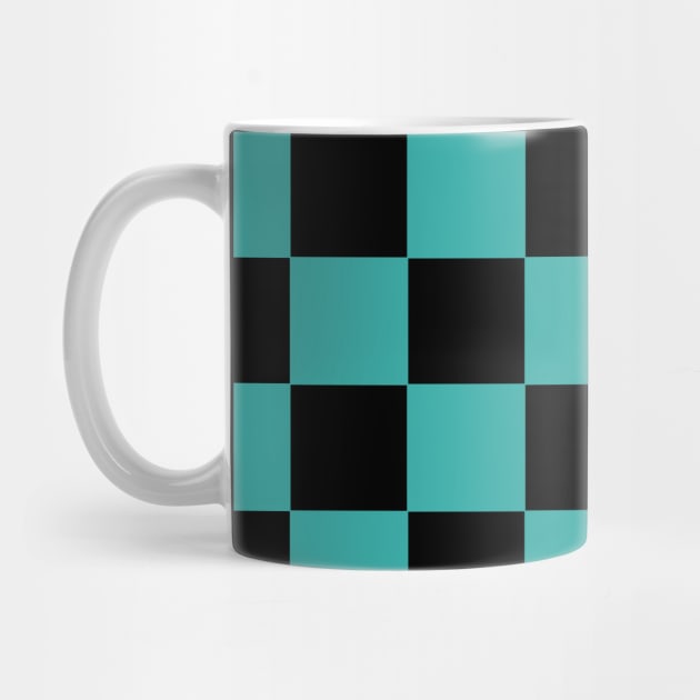 Pearl Aqua and Black Chessboard Pattern by californiapattern 